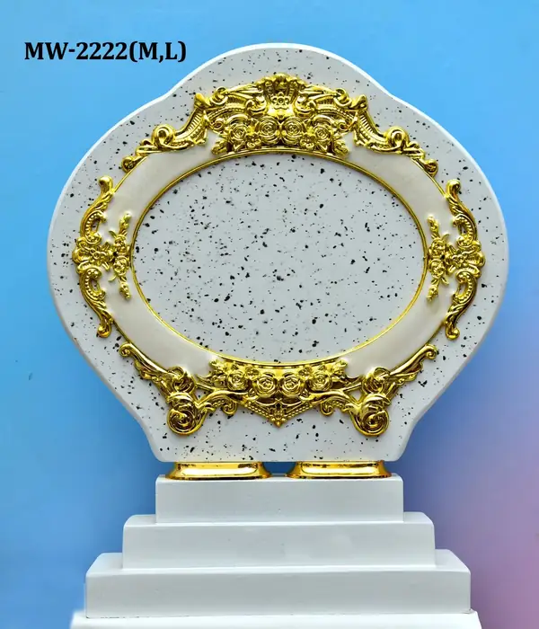 Luxury marble award plaque with ornate gold frame
